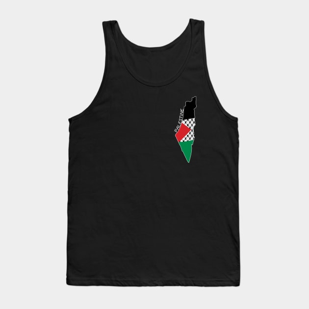 Palestine Flag Map Design with Palestinian Kufiya Pattern - WHT Tank Top by QualiTshirt